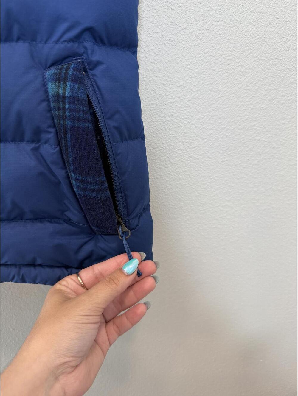 The North Face 700 Goose Fill Nuptse Plaid Down Puffer Blue - Women's Med NWOT - Picture 4 of 7
